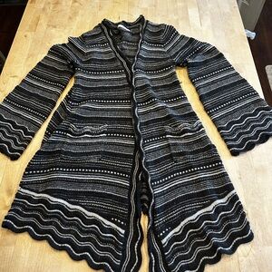 Ellison Black and White Striped Cardigan Sweater